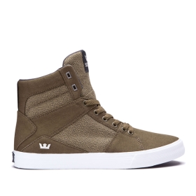 Dámské Kotníkové Boty Supra ALUMINUM Olivy Zelené/Bílé | CZ-46494